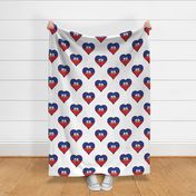 Haitian Flag Heart Haiti Love Repeating Pattern White