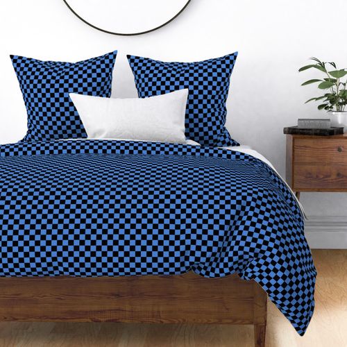 checkerboard checks square grid 1 one inch cobalt blue and black geometric