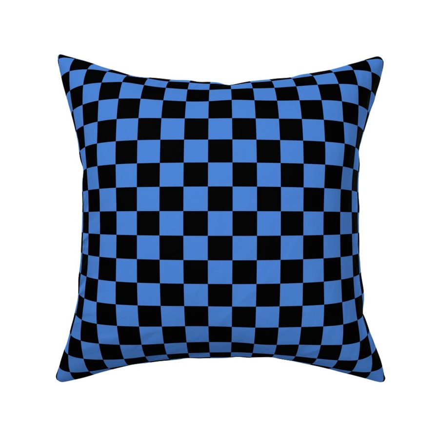 checkerboard checks square grid 1 one inch cobalt blue and black geometric