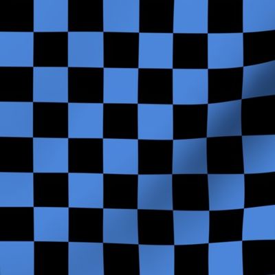 checkerboard checks square grid 1 one inch cobalt blue and black geometric