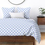 checkerboard checks square grid 2 two inch sky blue and white geometric