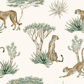 Cheetah Savanna Acacia garden on cream/wheat