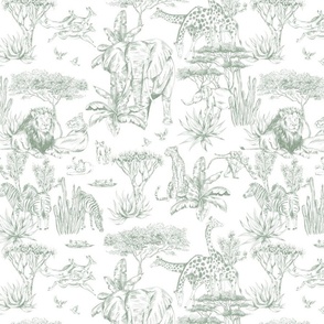 African Safari animal toile soft blue