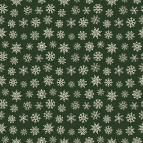 Snowflakes Green and Cream