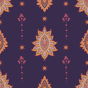 Dark Background Paisley Floral