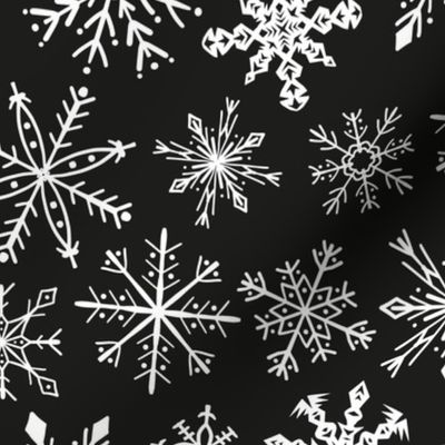 Snowflakes cut-out and hand-drawn. (Large)