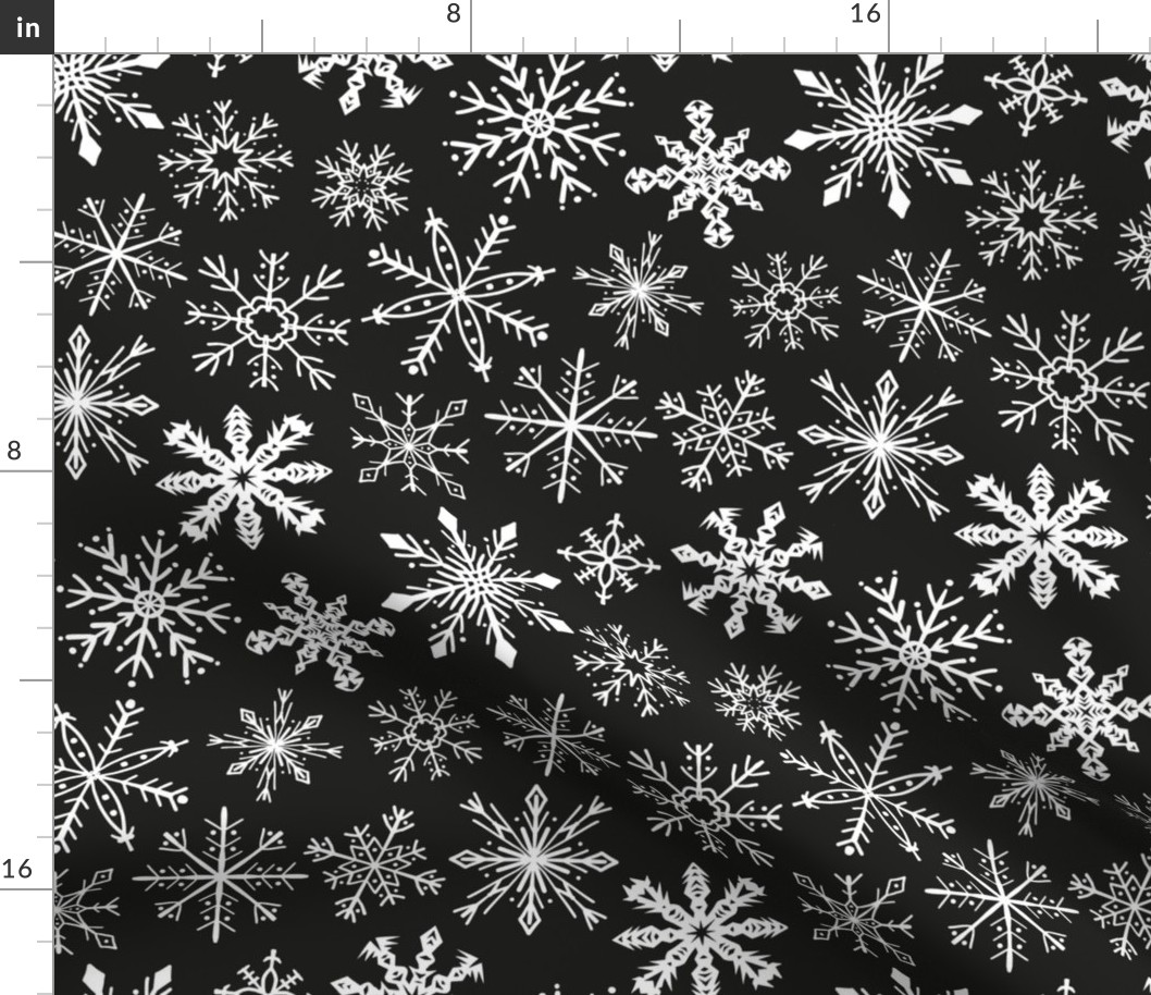 Snowflakes cut-out and hand-drawn. (Large)