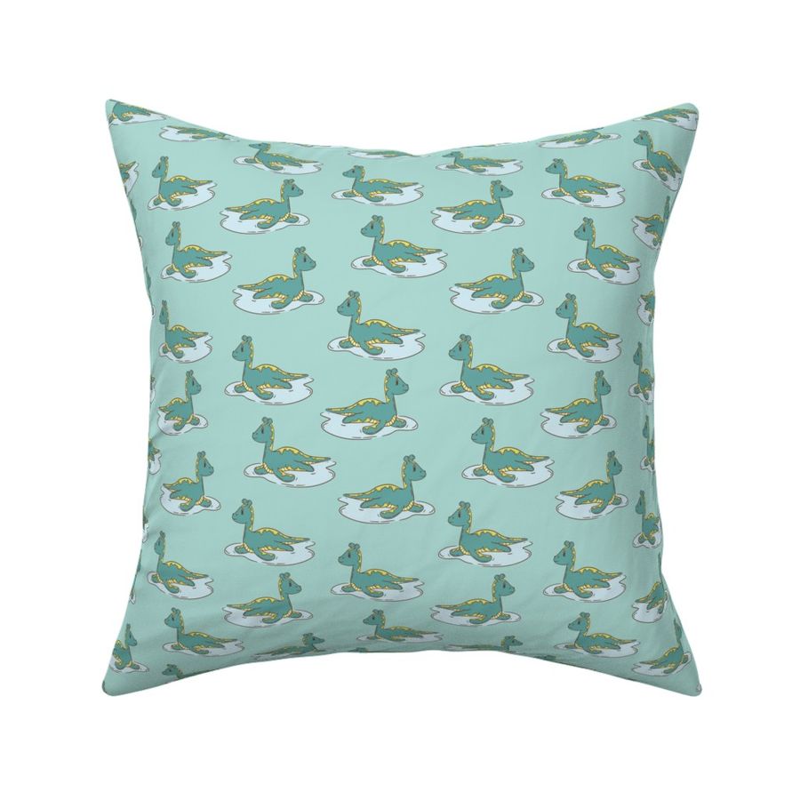 Lochness Monster Seamless Surface Pattern in Green