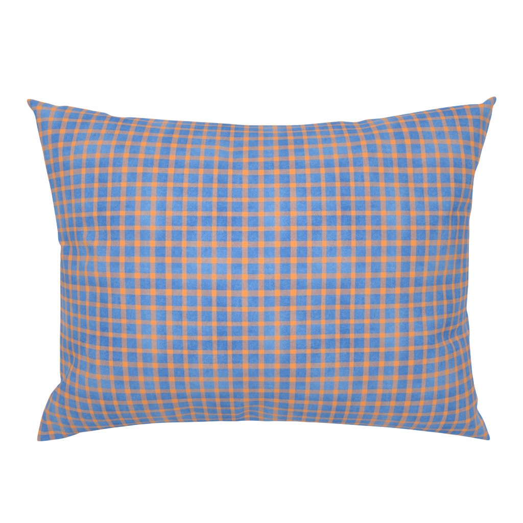 Small 6” repeat textured gingham plaid in ocean blue and sunset orange