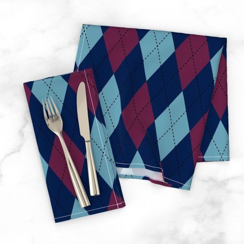 Funky Argyle Navy Blue Maroon Teal