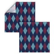 Funky Argyle Navy Blue Maroon Teal