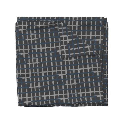 Medium Checkered Painterly Plaid - Moody Blue