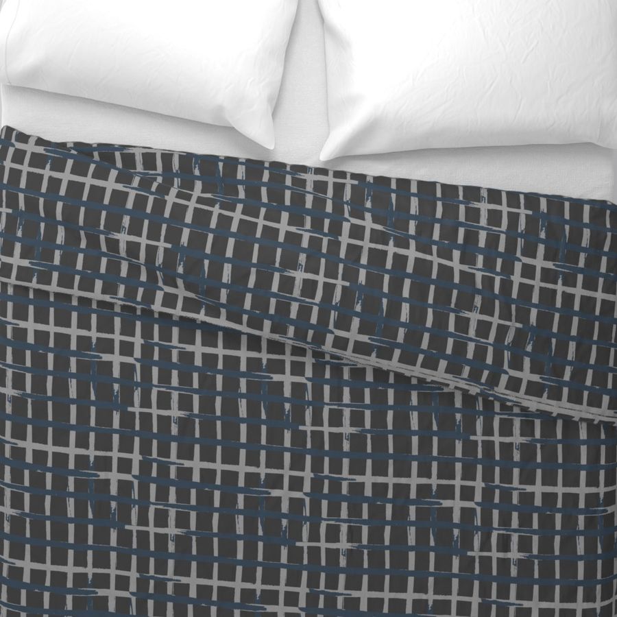 Medium Checkered Painterly Plaid - Moody Blue