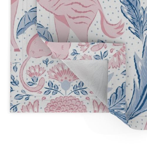 Preppy Zebra and Monkey Damask in Pink and Blue