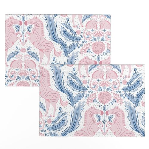 Preppy Zebra and Monkey Damask in Pink and Blue