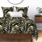 Tropical Leaves Olive Green Rainforest Big Scale