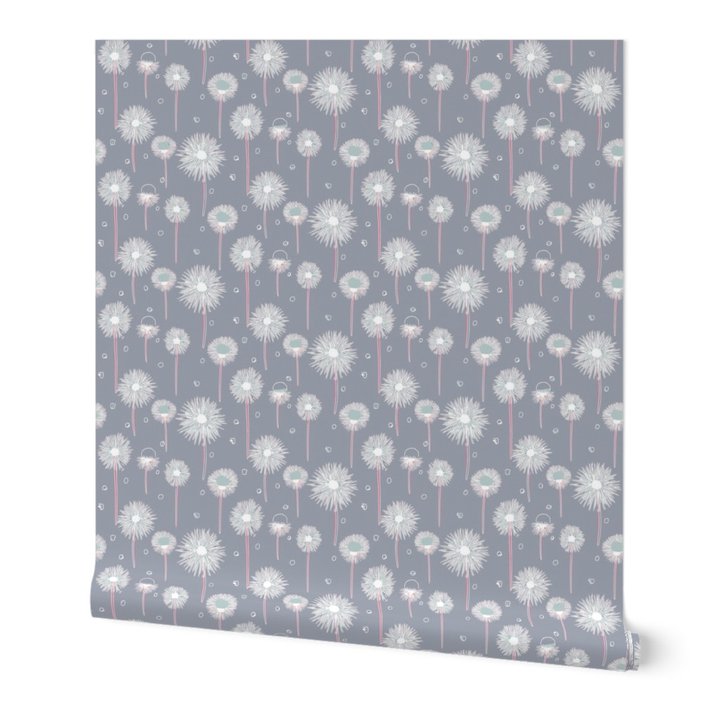 Abstract Dandelion Fireworks - Grey Pink + White ( Medium )