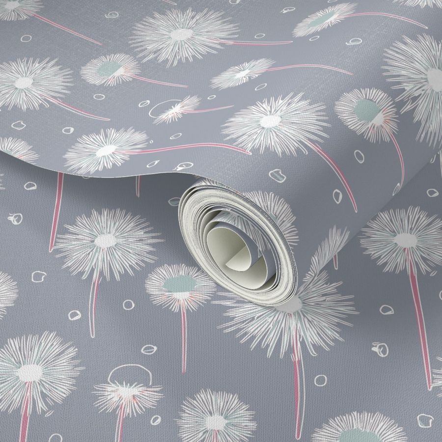 Abstract Dandelion Fireworks - Grey Pink + White ( Medium )