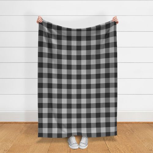 (Large) Monochromatic Carbone Gray Simple Buffalo Gingham Plaid