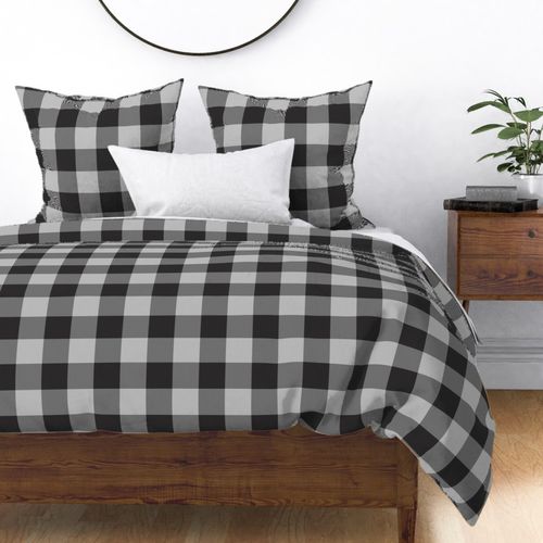 (Large) Monochromatic Carbone Gray Simple Buffalo Gingham Plaid