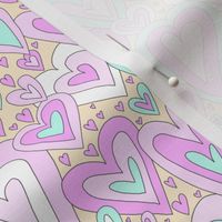 small scale lavender pink mauve aqua blue rainbow love hearts – for girls apparel and bedroom linen and decor