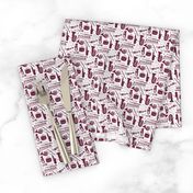 (SM) Maroon School Band Musical Instruments and Music Notes on White