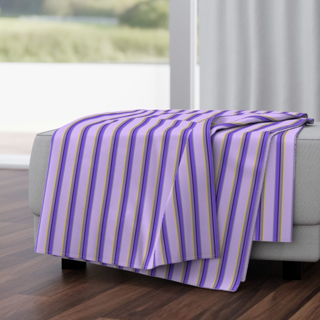 Balanced Vertical Stripes - Light Lavender & Violet Yellow Banded lines