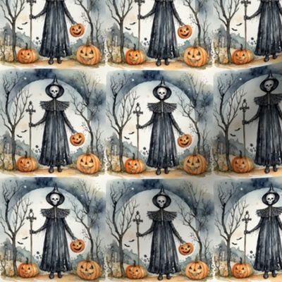 Halloween Witch and Pumpkins , Tiles 