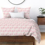 Sail boats and shells block print rose pink on ecru