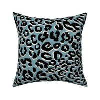 L-Modern Animal skin Leopard Cheetah black on blue slate Print