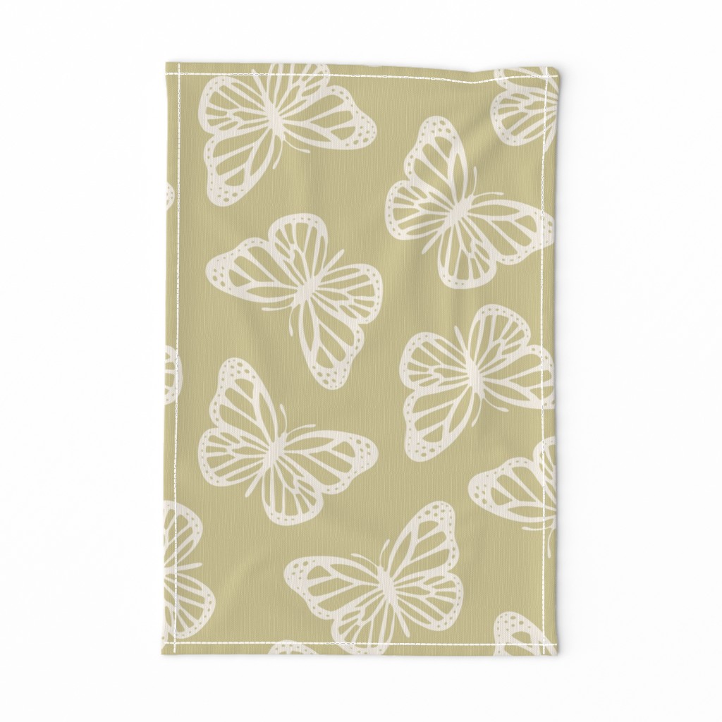 Ivory Butterfly - Dusty Yellow Lemongrass Fun Cute Granny Chic Aesthetic - Jumbo Scale