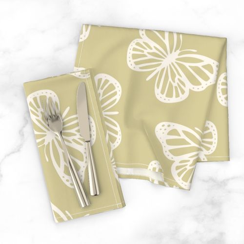 Ivory Butterfly - Dusty Yellow Lemongrass Fun Cute Granny Chic Aesthetic - Jumbo Scale