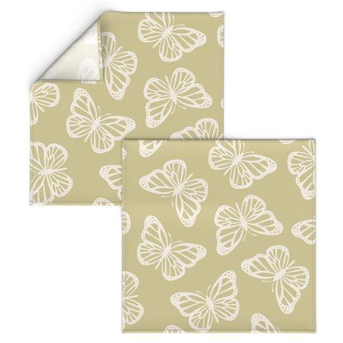 Ivory Butterfly - Dusty Yellow Lemongrass Fun Cute Granny Chic Aesthetic - Jumbo Scale