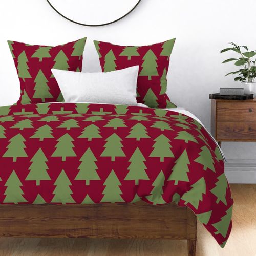 Underneath the Christmas Tree -Jumbo- Preppy Christmas in Dusky Red