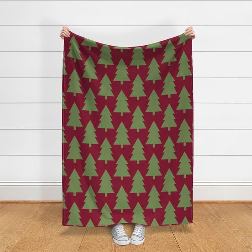 Underneath the Christmas Tree -Jumbo- Preppy Christmas in Dusky Red