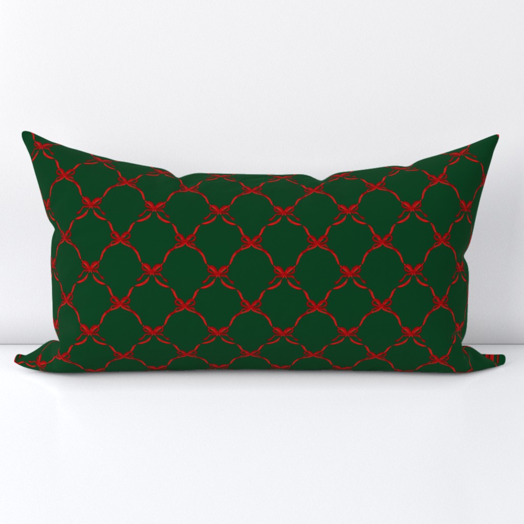 (S) Trellis Ribbons - red and pine green