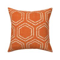 Distressed Textured Double Hexagon Geometric Pale Sand on Terracotta Spice