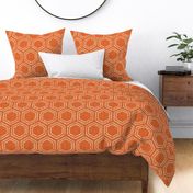 Distressed Textured Double Hexagon Geometric Pale Sand on Terracotta Spice