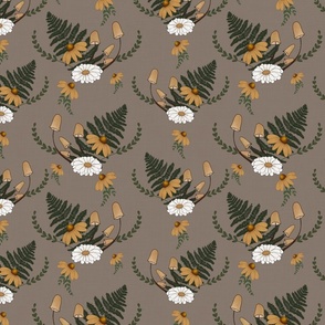 Autumn Flowers Lined Taupe