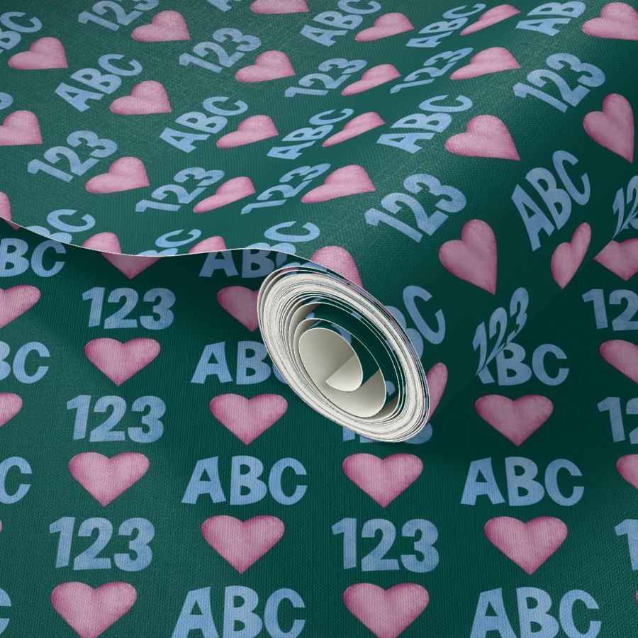 ABC 123 Hearts on Green Small Scale 