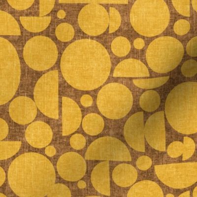 (M) Hand-painted Geometric Circle Shapes in Textured Yellow on Brown