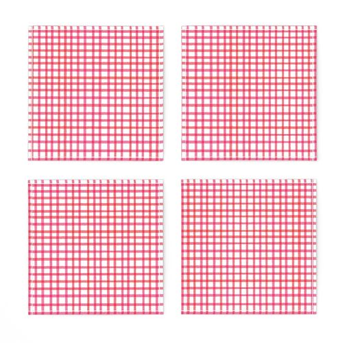 Warm Tone Hand Painted Open Weave Gingham - Red - Christmas Table