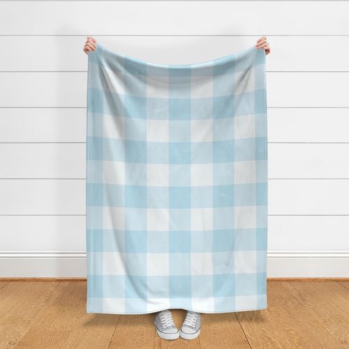 Gingham Check Plaid (6" squares) - Aqua Sky Blue & White