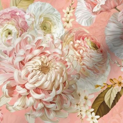 Vintage Lush Dramatic Glamour Summer Romanticism Flower Nature Garden Peach