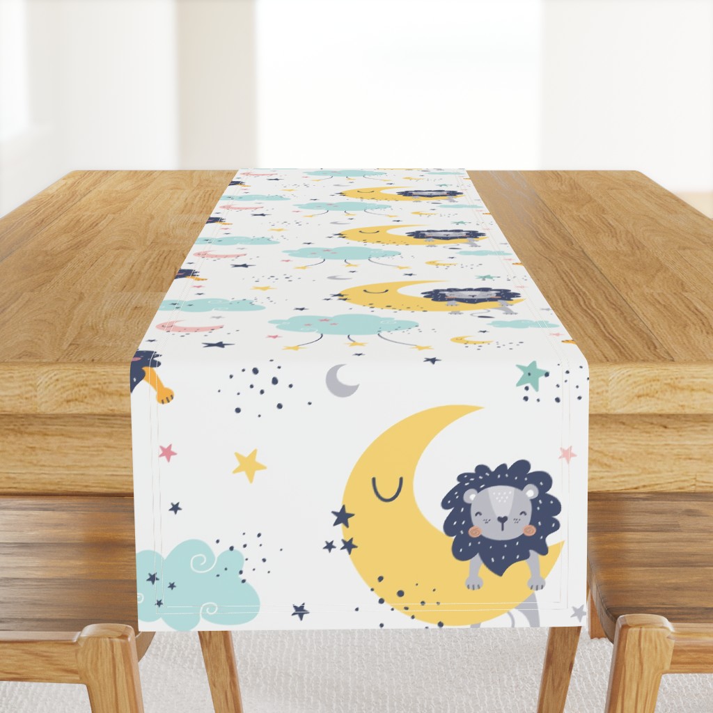 Celestial Lions Nursery Wallpaper - Dreamy Night Sky Theme for Kids