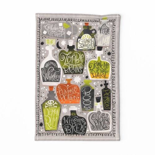 Spooky Spirits- tea towel panel