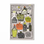 Spooky Spirits- tea towel panel