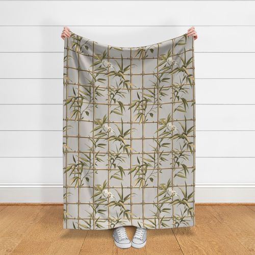 Bamboo Trellis Garden on Sepia on Warm Gray Wallpaper