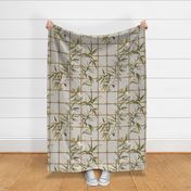 Bamboo Trellis Garden on Sepia on Warm Gray Wallpaper