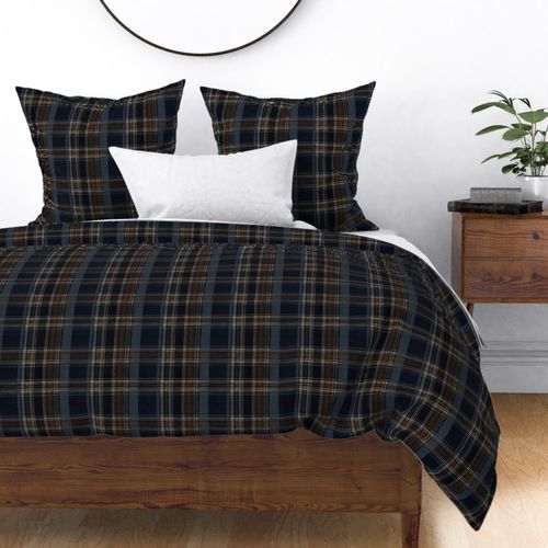 Carlton - Navy And Brown Plaid Pattern Countryside Traditional